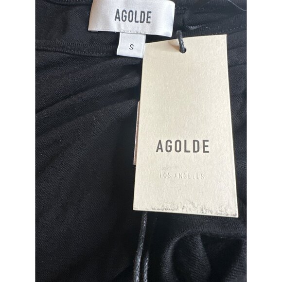 Agolde Tania Twist Tshirt in Black Small New Womens Long Sleeve Top Tee - Picture 10 of 17